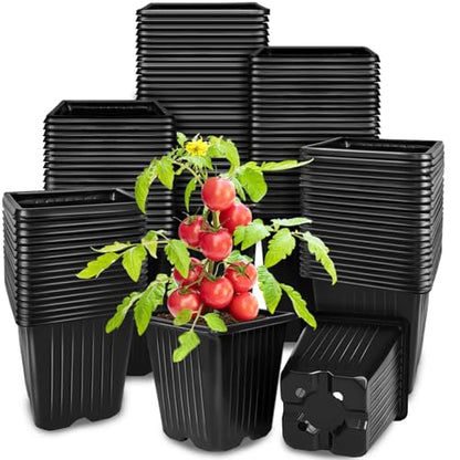 Anyumocz 100Pcs Square Plant Nursery Pots,3.5 Inch Plastic Pots with Drainage Holes,Reusable Seed Starter Pots for Flowers,Vegetables,Garden Planting,Transplanting,Succulents,Cuttings(Black) - color: 100pcs Black