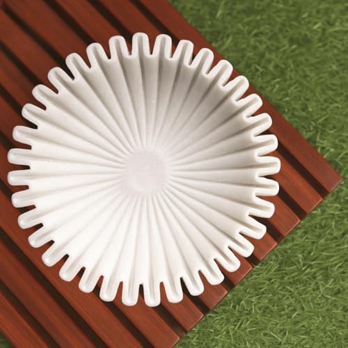 SWADESHI BLESSINGS Handcrafted Large Marble Ruffle Bowl for Home Decor, 12" | 100% Real White Marble, Catchall Scalloped Fluted Decorative Bowl for Fruits, Coffee&Dining Table, Entryway Decor, Gift-Ready - size: 12 Inches