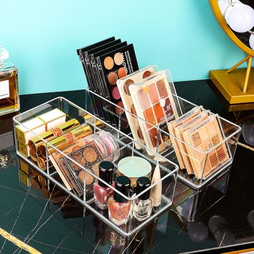 JessLab Acrylic Organizers, Bathroom Organizer for Drawer, Cosmetic Display Cases for Vanity, Countertop, Desk, Kitchen, and Makeup Storage, 3-Section - style: 3 Compartment