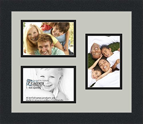 ArtToFrames Collage Photo Frame Double Mat with 3-4x6 Openings and Satin Black Frame - color: Candlewick, size: 3 - 4x6