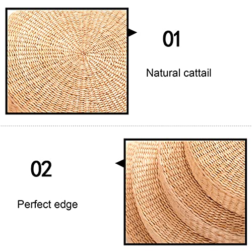 Floor Seat Cushion, 17 Inch Round Tatami Cushion Padded Sitting Cushion, Natural Straw Woven Floor Pillow Indoor Outdoor Seat Cushion, Handmade Meditation Cushion Braided Tatami Mat