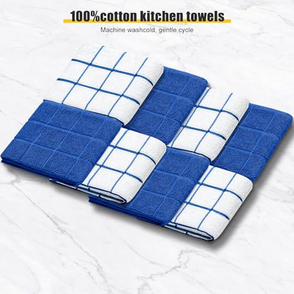 Oven Mitts Kitchen Towels Dishcloths with Pot Holders Sets, Dish Towels Sets, Oven Gloves Pot Pads Heat Resistant 500 Degrees with Non-Slip Silicone Surface for Cooking Baking Grilling-Royal Blue - color: Royal Blue