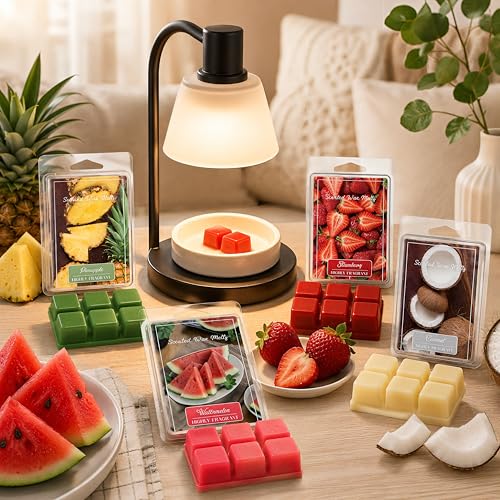 Summer Fruity Aroma Soy Wax Melts Set of 4,Each 85g = 3 oz Pineapple, Watermelon, Strawberry, Coconut Natural Scented Wax Tarts, Fragrance Diffusing Wax for Daily Use, Great for DIY Candle Making.