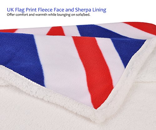 Tirrinia UK Flag Sherpa Throw Blanket, Super Cozy Fleece Plush Throw TV Blankets Reversible for Bed or Couch 50" x 60" | United Kingdom Flag - color: Uk Flag