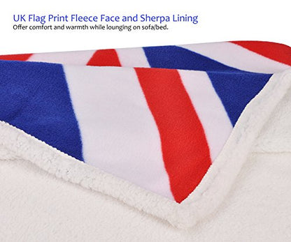 Tirrinia UK Flag Sherpa Throw Blanket, Super Cozy Fleece Plush Throw TV Blankets Reversible for Bed or Couch 50" x 60" | United Kingdom Flag - color: Uk Flag