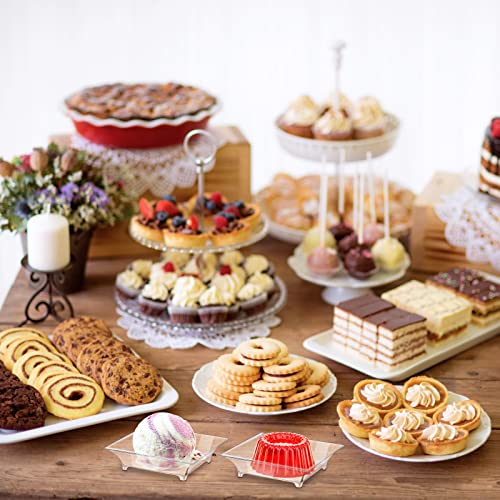 300 Pcs Mini Clear Dessert Plates 1oz Disposable Appetizer Trays Bulk Small Square Plastic Dish for Party Birthday Wedding Tasting Serving Cake Salad Ice Cream Fruit Sauce Snack, 2.4 Inch - style: Clear