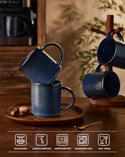 famiware Coffee Mug Set of 6, Star 16 oz Large Mugs Cup Set with Handle | Ceramic Mug for Coffee, Latte, Tea, Stackable Drinkware Set, Microwave & Dishwasher Safe, Nebulas Blue - color: Nebulas Blue, size: 6 Count (Pack of 1)