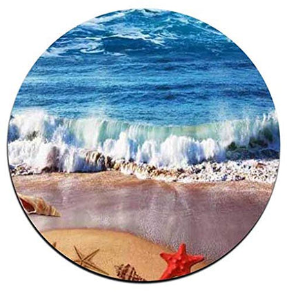 Waves and Shells Round Coaster Set - Made of Recycled Rubber - Set of 4 - color: Waves and Shells