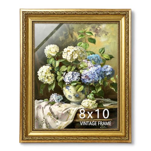 8x10 Picture Frames, Vintage Photo Frame for Tabletop or Wall Decor, Fit with 8 x 10 Pictures, Antique Gold Color, Perfect for Home Office Gallery Wall, 1 Pack - color: Gold Antique, size: 8x10-1P