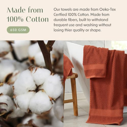4 Pack 100% Cotton Bath Towels | Clay Towels | Oeko‑TEX Standard 100 | Soft & Absorbent, Quick‑Dry | Trinity Collection - Baked Clay - color: Baked Clay, size: Bath Towels (4 Pack)