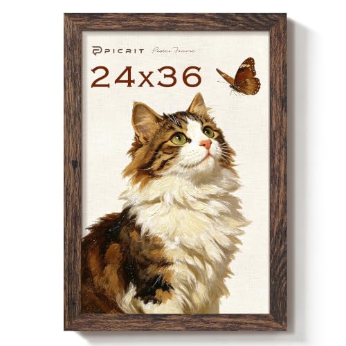 24x36 Poster Frame, Picture Frame for Wall, Rustic Brown | Fits 24x36 Photos and Art Prints, Clear Shatterproof Cover, Horizontal or Vertical Wall Mount, Gallery Wall, 1 Pack - color: Rustic Brown, size: 36"L x 24"W