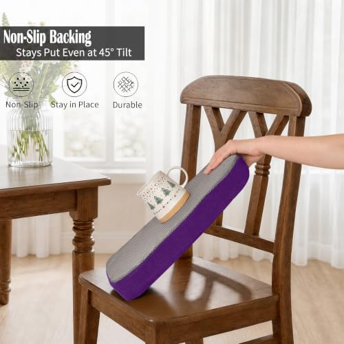 Dining Chair Cushions, Purple, 17"x16", Set of 6 | 2'' Thick Cooling Gel High-Density Foam, Ties and Non-Slip Bottom, Removable Washable Cover, For Dining and Kitchen - color: Purple, size: 6 Count (Pack of 1)
