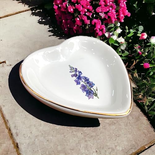 July Larkspur Flower Ring Dish-Purple Floral Jewelry Dish for Hippie,Nature,Pace-July Flower for Mom,Mother-in-law,Aunt,Grandma,Sister,Friend-Birthflower Gifts-Women Birthday Gift - style: 7 - July (Larkspur)