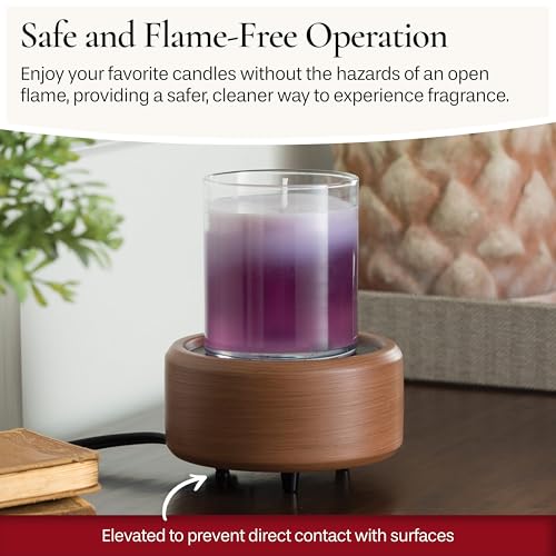 Candle Warmers ETC 2-in-1 Candle and Fragrance Warmer for Warming Scented Candles or Wax Melts and Tarts with to Freshen Room, Pewter Walnut - style: Pewter Walnut