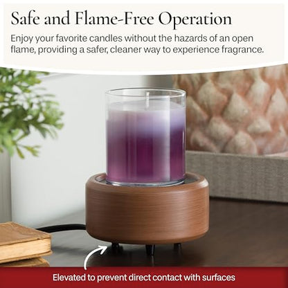 Candle Warmers ETC 2-in-1 Candle and Fragrance Warmer for Warming Scented Candles or Wax Melts and Tarts with to Freshen Room, Pewter Walnut - style: Pewter Walnut