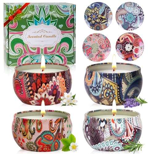 4 Pack Scented Candles Gifts for Women 10oz Home Scented Candles 100Hours Aromatherapy Candle Gifts Set Soy Wax Candles for Christmas Day, Birthday, Mothers Day, Valentine's Day