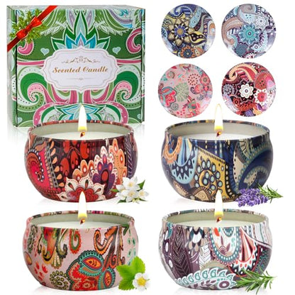 4 Pack Scented Candles Gifts for Women 10oz Home Scented Candles 100Hours Aromatherapy Candle Gifts Set Soy Wax Candles for Christmas Day, Birthday, Mothers Day, Valentine's Day