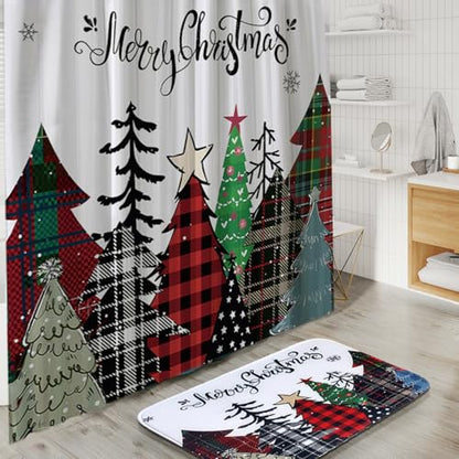 Clara Clark Bathroom Set - Christmas Bathroom Sets with Shower Curtain and Rugs, Xmas Bathroom Accessories Set, 22PC Christmas Shower Curtain Set with Liner, Soap Dispenser, Toilet Brush, & Trash Can - color: Christmas, size: Complete Set + Bath Rugs