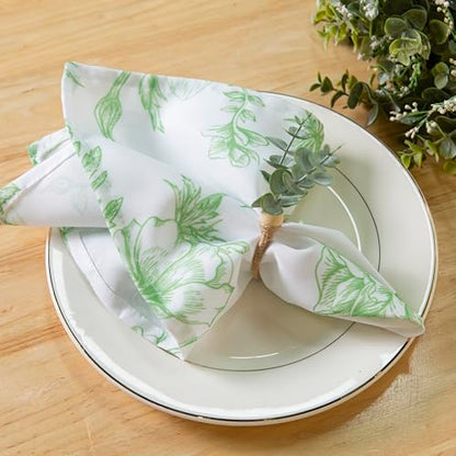 PLOYMONO Green Floral Cloth Napkins - 8 Pack 17" x 17" Polyester Napkins | Heavy Duty 180 GSM Cloth Napkins with Hemmed Edges - Great for Restaurants, Weddings, Parties, Banquets Dinner - color: Green Floral