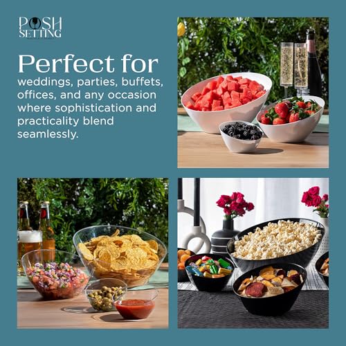 5 Pack Black Angled Plastic Serving Bowl Disposable for Party Table 54oz | Angled Bowl Design. Chip, Candy, Salad & Fruit Use. Disposable Party Tableware. Buffet & Wedding Serving. Black Plastic. - color: Black, size: Large 54 OZ