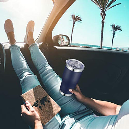 VEGOND 20oz Tumbler Stainless Steel Tumbler Cup with Lid And Straw Vacuum Insulated Double Wall Travel Coffee Mug(Navy Blue 1 Pack) - color: Navy Blue, size: 20 Ounces