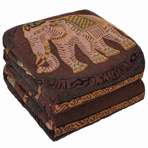 Elephant Pattern Boho Throw Blanket for Bed Couch 60"×80" Brown | 4-Layer Gauze Breathable Reversible Muslin Blanket,Soft Lightweight All Season Quilt with Fringe,Multi-purpose Blanket - color: Brown Elephant, size: 60''x80''