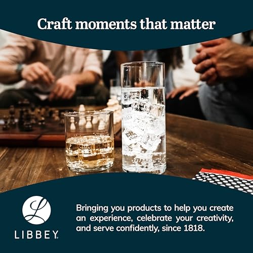 Libbey Miles Tumbler and Rocks Bar Drinkware Glasses Set, Clear All-Purpose 16 Piece Glassware Set, Sleek Glass Drinking Cups for Everyday Use - color: 06 - Miles