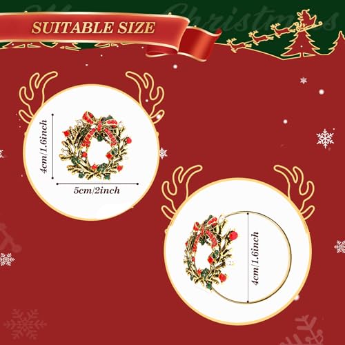 KPOSIYA 16pcs Christmas Wreath Napkin Rings Set of 8 and 8 Christmas Napkins Cloth, Napkins holdes for Dinning Table Setting Decoration, Xmas Dinner Tables Rings for Winter Party - size: 8pcs, style: Xmax Garland & Cloth