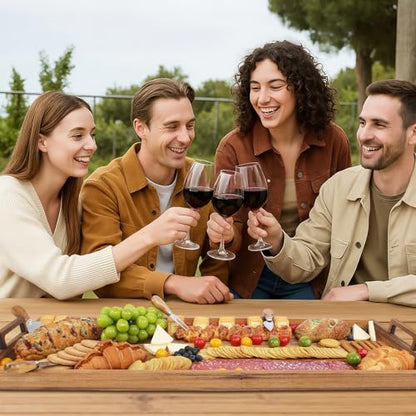 Acacia Wood Large Charcuterie Board 36x12 Inch with Cheese Knife Set | Extra Large Acacia Wood Board with Handles,30PCS Wax Paper Inlucded,3ft Long Tray for Party,Picnic and Home Entertaining - size: 36 Inches
