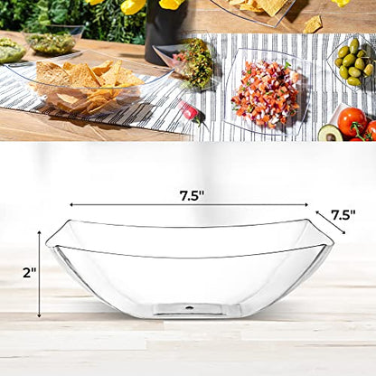 4 Pack Disposable Clear Plastic Serving Bowls Square Party Candy Use 32oz | Square Design. Disposable Party Tableware. Salad, Fruit & Candy Use. Candy Buffet Containers. Clear Plastic. - color: Clear, size: 32 OUNCE