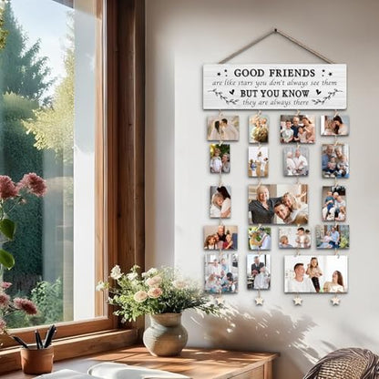 Friend Gifts, Best Friend Picture Frames Collage Photo Hanging Display Picture Board, Good Friends Are Like Stars, Unique Friend Gifts for Christmas Birthday Graduation Going Away Housewarming - color: Good Friends Are Like Stars
