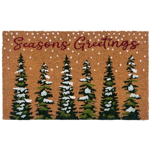 ACHIM Printed Coir Outdoor Front Door Mat, Winter Wonderland - 18 x 30 - Non-Slip Outdoor Welcome Doormat - Durable & Heavy Duty Welcome Mat for Outside with Natural Coir Fibers & Recycled Rubber