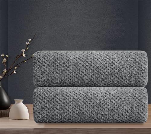 Grey Hand Towels Set 2 Pack-16“x31”,Ultra Soft Microfibers Bathroom Towel Set Highly Absorbent Quick Dry Luxury Premium Towel Lightweight Durable Hand Towel Collection for Hotel Spa Gym Kitchen - color: Texture Dark Gray, size: 2 Pack Hand Towels