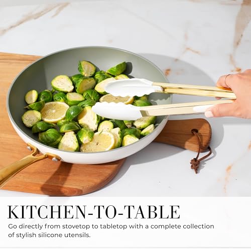 Styled Settings White and Gold Kitchen Utensils Set, 15-Piece | BPA free, Non-Scratch, Silicone Utensils Set Includes Measuring Cups and Spoons, White and Gold Kitchen Accessories - color: 15 Piece White & Gold