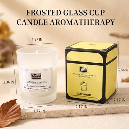 LAMKHOO Handmade Soy Wax Candle Set — Frosted Glass Jar, Smokeless Amber Woods Scent, 2-Pack Black & White, 4.5 Oz