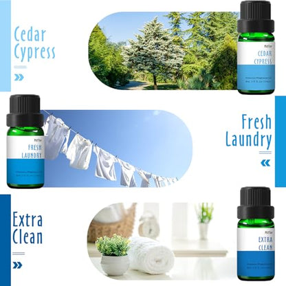 Fragrance Oil Set, MitFlor Clean Essential Oils for Diffusers for Home, 6 x10 ml, Fragrance Oil for Candle Soap Making, Diffuser Oils Gift Set, Fresh Linen, Pure Soap and More Scents