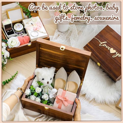 Large Wooden Wedding Keepsake Box with Lid,Love | 12 x 9 x 5.5 Inch Memory Storage, Engagement Gift for Couples Newlyweds, Bridal Shower Organizer, Photo Jewelry Holder - style: Love