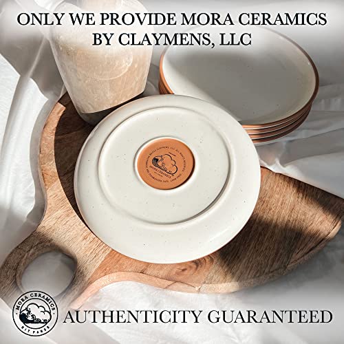 Mora Ceramic Plates Set, 7.8 in - Set of 6 - The Dessert, Salad, Appetizer, Small Dinner etc Plate. Microwave, Oven, and Dishwasher Safe, Scratch Resistant. Kitchen Porcelain Dish - Vanilla White - color: Vanilla White