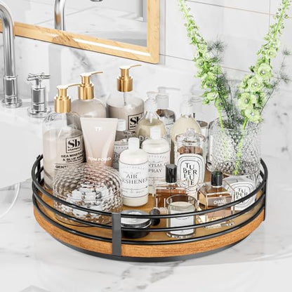 12" Lazy Susan Turntable Organizer - Oak Wood Lazy Susan for Cabinet Kitchen Countertop Dining Table Pantry Cupboard Bathroom Coffee Bar Storage Spice Rack Home Decor - size: 12 inch 1 Tier