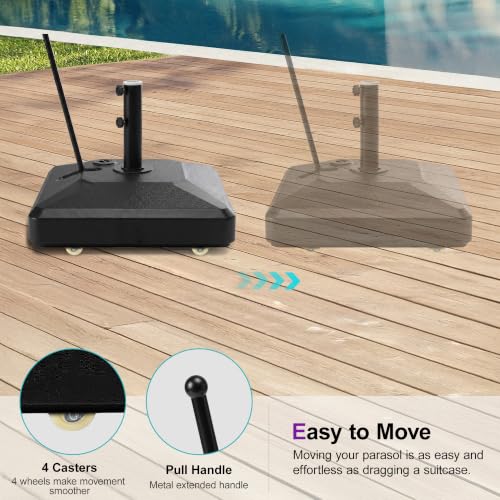 PURPLE LEAF HDML65 Patio Market Umbrella Stand Base with Wheels and Handle 250 lbs Heavy Duty HDPE Outdoor Table Umbrella Base with Sand/Water Fits 1.89"-2.3" Poles for Outdoor Market Table Umbrellas - size: Extra Heavy-Duty with Handle