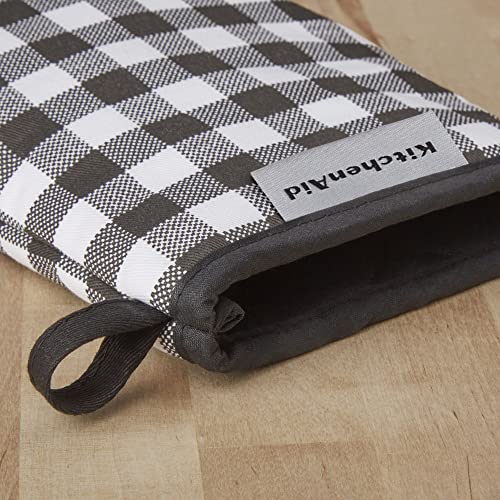 KITCHENAID Gingham Mini Oven Mitt 2-Pack Set, Matte Black, 5.5"x8" - color: Matte Black