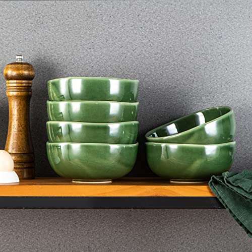 vicrays Ceramic Cereal Bowls Set - Porcelain 26 Ounce Soup Salad Bowls - Rice Dessert Cream Bowls Set - Chip Resistant Dishwasher Microwave Safe - Set of 6 (Green) - color: Green