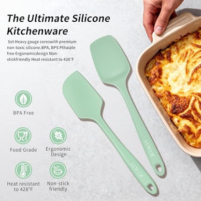 5PCS Silicone Kitchen Utensils Set, Heat Resistant Spatula Set | Cooking Tools Made of Food Grade BPA Free Silicone, Heat Resistant Design Protects Nonstick Cookware for Everyday Meals - color: Pistachio