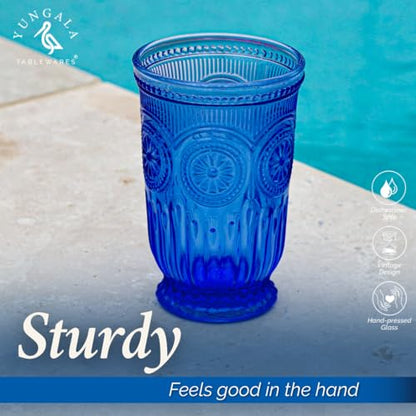 Cobalt Blue Highball Glasses set of 6 tall drinking glasses for tablesetting with cobalt blue glassware dishwasher friendly made without lead - color: Cobalt, size: Tall
