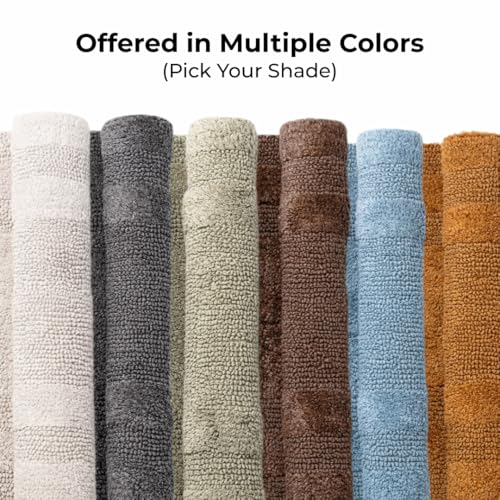 Akiko 100% Cotton Bath Mat, Soft Plush Reversible Bathroom Rug 20x32 Green | Bath Mats for Bathroom Absorbent Quick Dry Anti-Skid Machine Washable Bath Mats for Bathroom Shower Bathtub - color: Sage Green