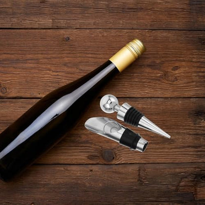 SOLUSTRE Stainless Steel Wine Opener Set Creative Accessories Kit with Corkscrew Pourer and Stopper Elegant Gift Box for Home and Travel Use for Wine Lovers