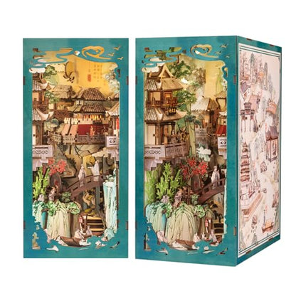Book Nook Kit, DIY Miniature House Kit 3D Wooden Puzzles Craft Kit for Adults Bookshelf Nook Decor Decorative Bookend for Women Teenagers and Book Lovers (Su Dongpo) - style: Su Dongpo