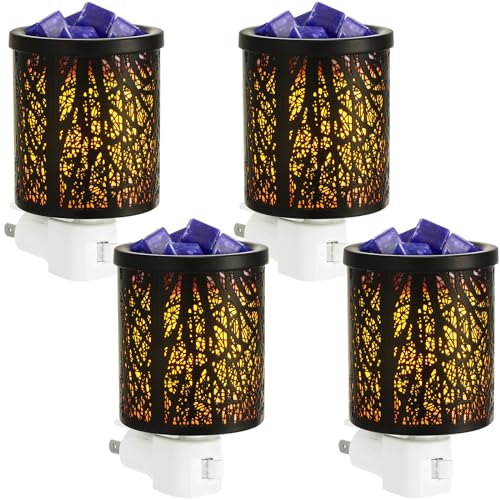 Tujoe 4 Pack Wall Plug Wax Melt Warmer, Metal Black Burner Melter, Decorative Scented Candle Warmer for Cubes Home Office, Spa, Bedroom(Bulb)