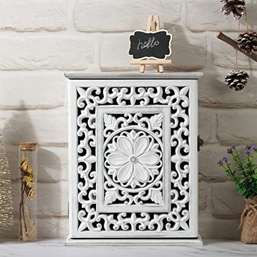 Wooden Key Holder for Wall, Key Box Key Cabinet, Key Hooks Wall | Mounted Key Hangers Rustic Decorative Key Rack with 6 Key Hooks for Home Office Entryway Hallway Bedroom Living Room