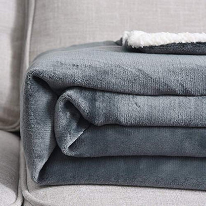 NANPIPER Sherpa Blanket Twin Warm Bed Blanket for Winter Cozy Soft Fuzzy Couch Throw Flannel Fleece/Wool Like Reversible Plush Blanket (Grey Twin Size 60"x80") - color: Grey, size: Twin
